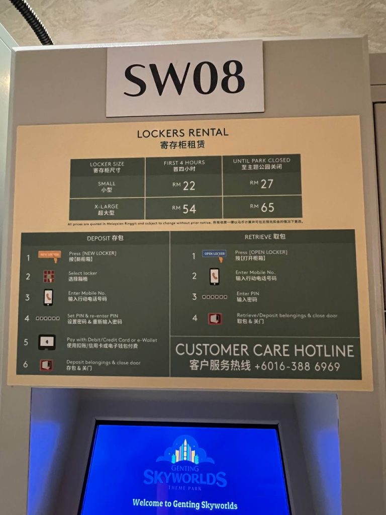 Locker on rent at Genting SkyWorld
